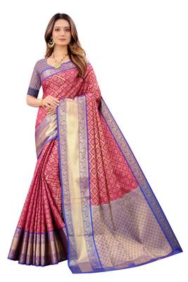 Maroon woven art silk sarees saree with blouse 1