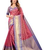 Maroon woven art silk sarees saree with blouse