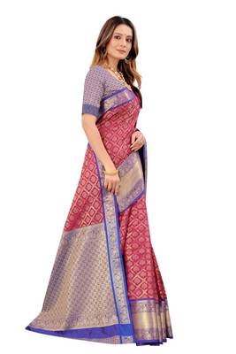 Maroon woven art silk sarees saree with blouse 3