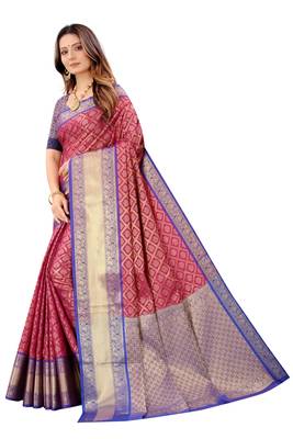 Maroon woven art silk sarees saree with blouse 4