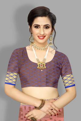 Pink woven cotton silk saree with blouse 5