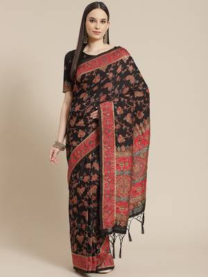 Black woven liva saree with blouse 1