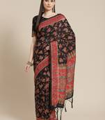 Black woven liva saree with blouse