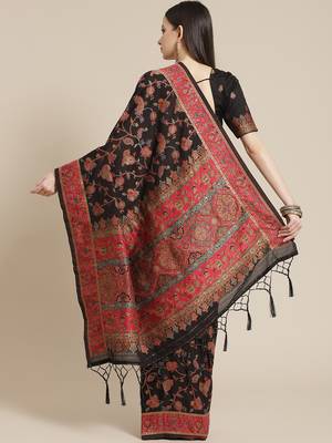 Black woven liva saree with blouse 2